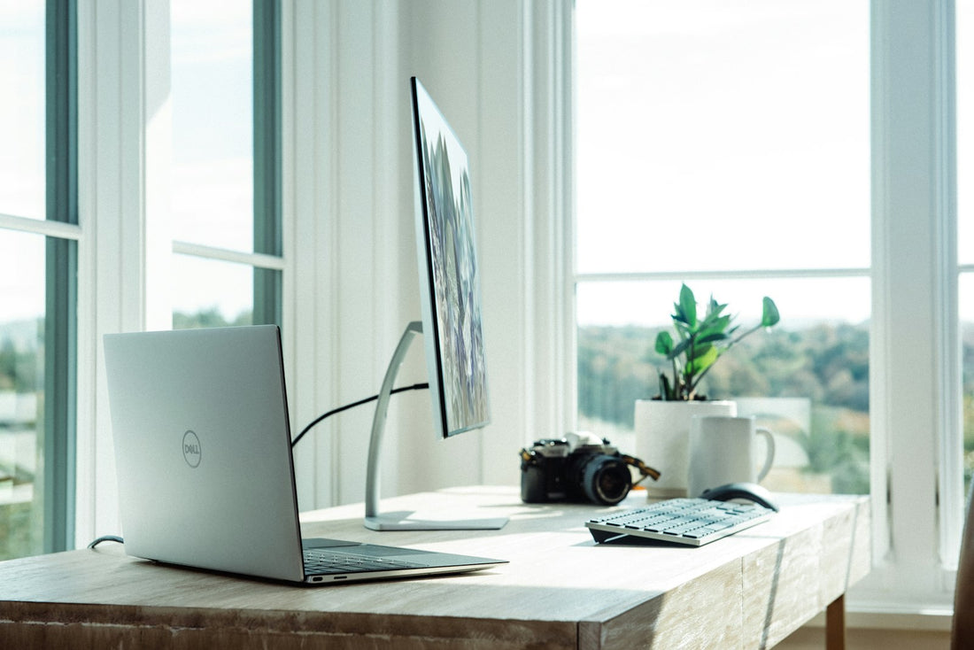 Clean organized minimal desk workspace