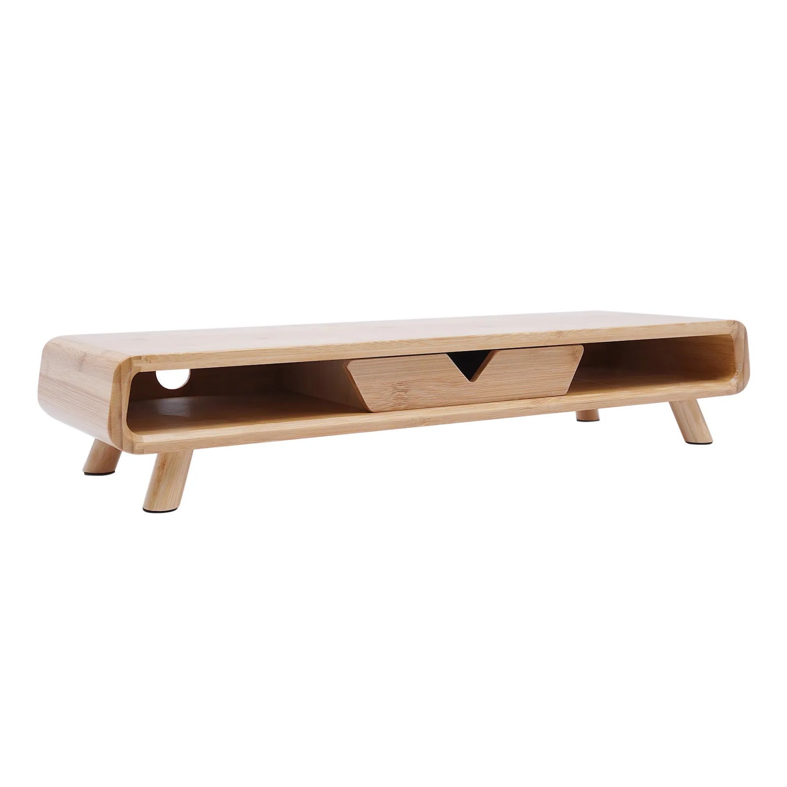 PELVARO Bamboo Studio Monitor Stand with Drawer by PELVARO